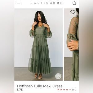 NWT Hoffman Olive Green Tulle Baltic Born Dress